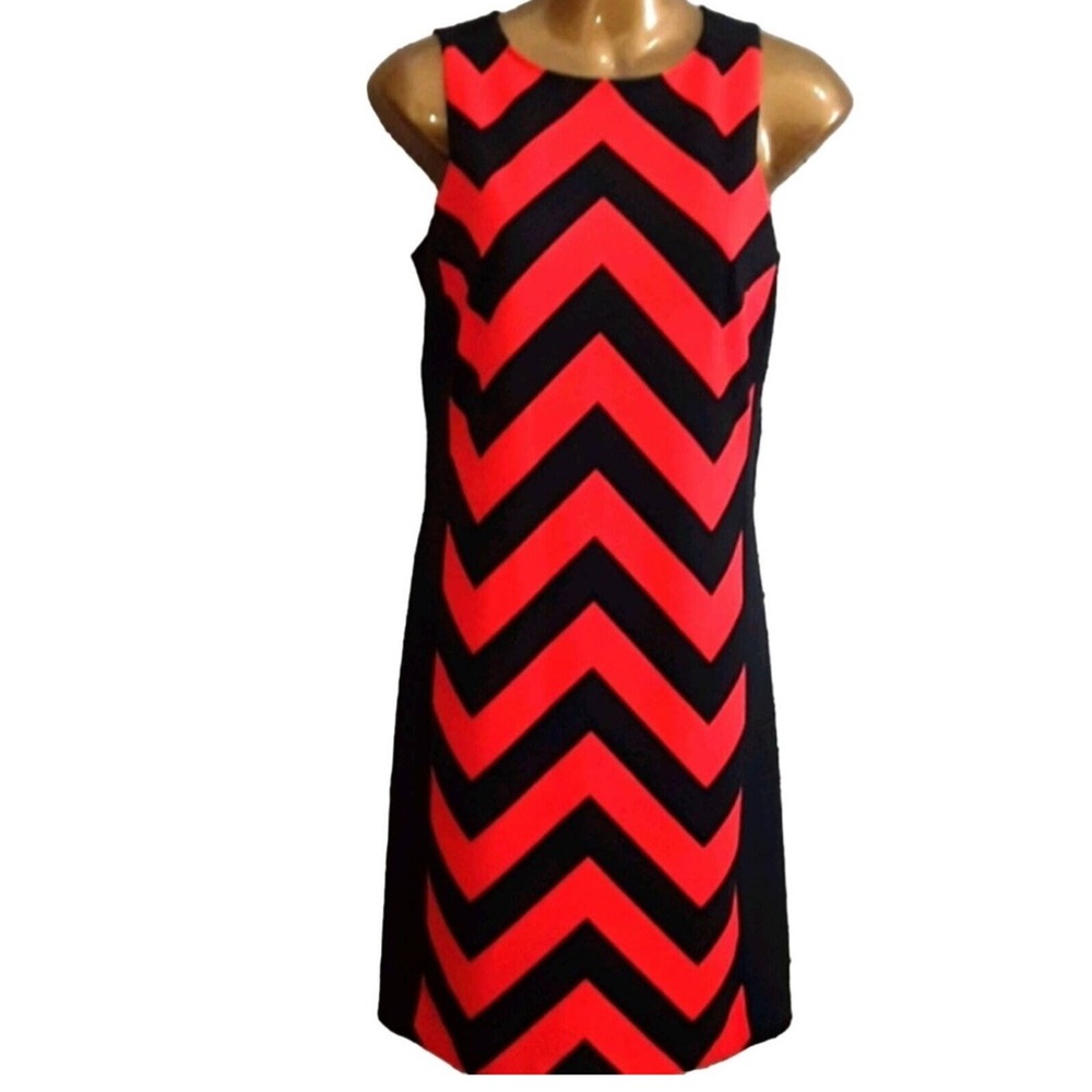 MICHAEL Michael Kors Chevron Patterned Red & Navy Dress Red, Navy Dresses Size 0